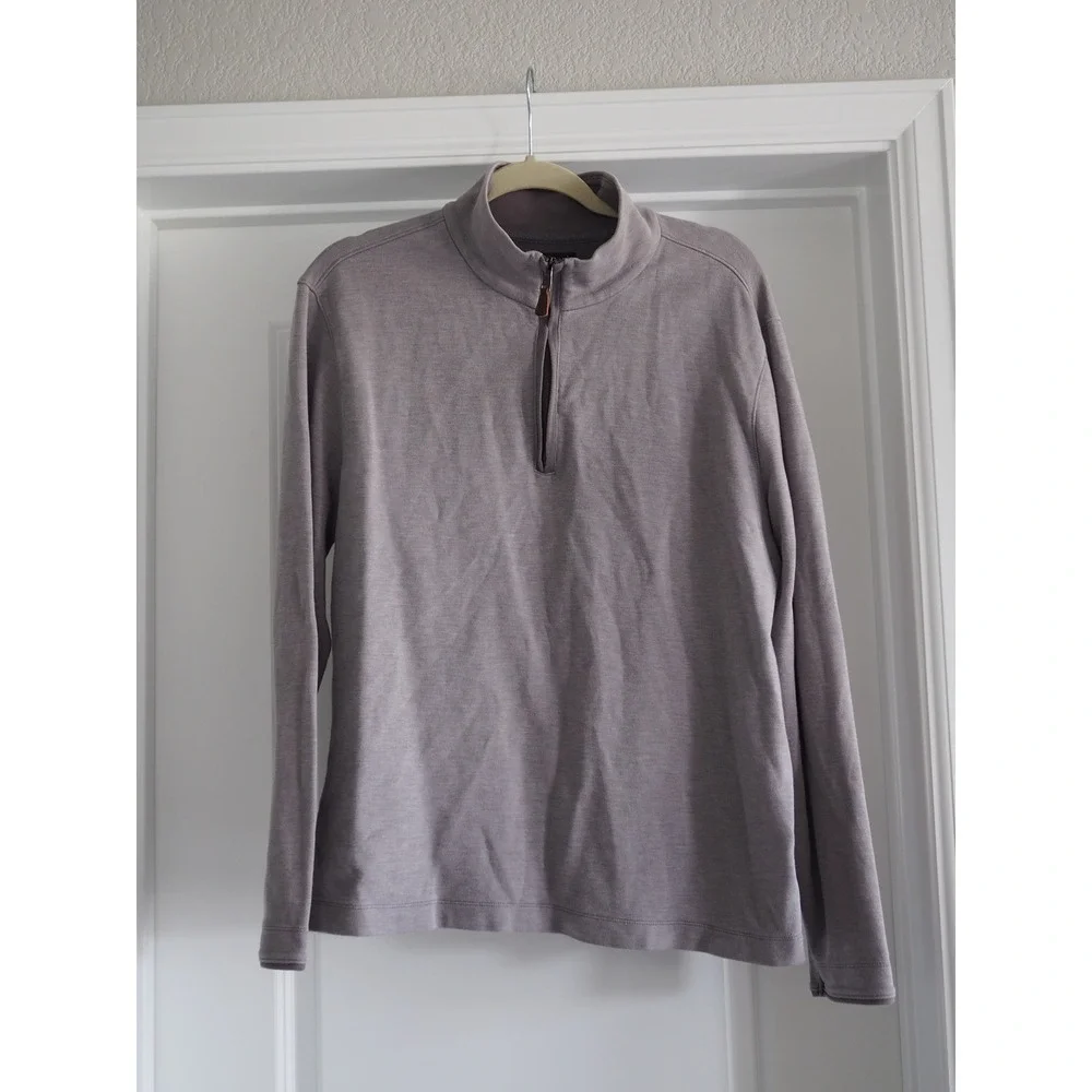 Banana Republic Quarter Zip Urban Grey Cotton Pullover Preppy L Good Minimalist
